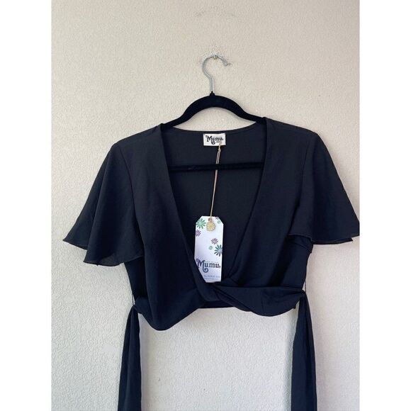 NWT! Show Me Your Mumu Black Wrap Crop Top Size Small - Picture 2 of 6
